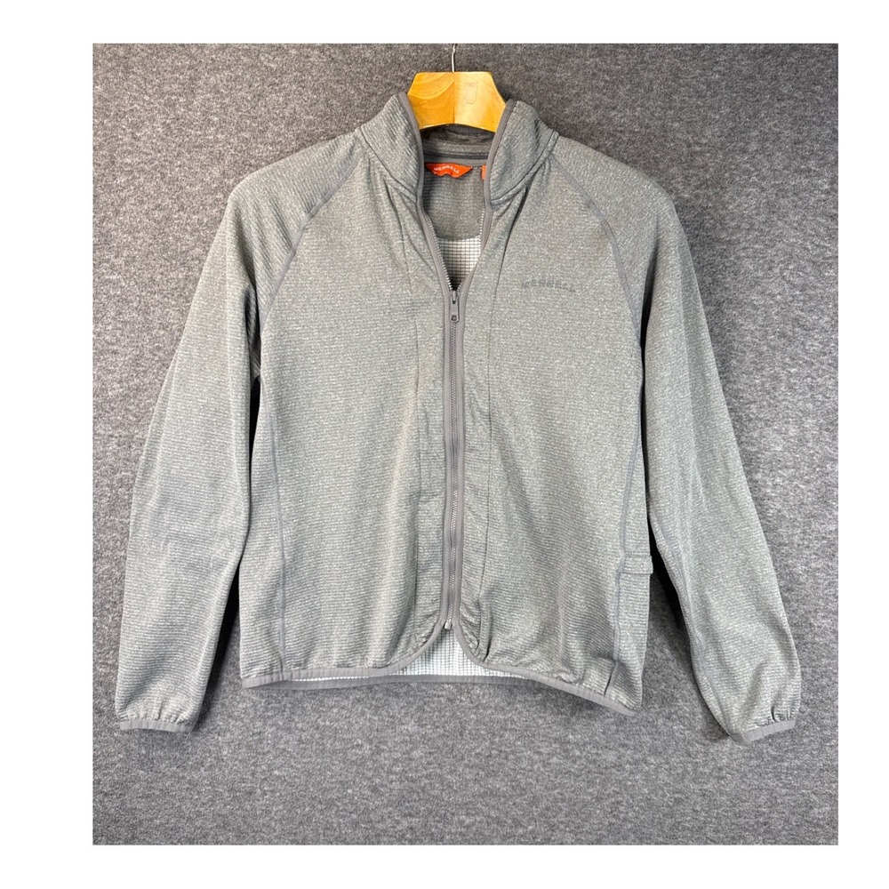 Merrell Heather Grey‎ Full Zip Grid Fleece Jacket JWS26357 Womens Size M Spring